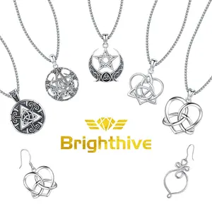 Brighthive Celtic Knot Jewelry Collection S925 925 Sterling Silver – Triquetra, Pentagram, Connection and Bond Necklaces & Earrings Gifts for Men Women Anniversary Birthday Christmas (with Gift Box)