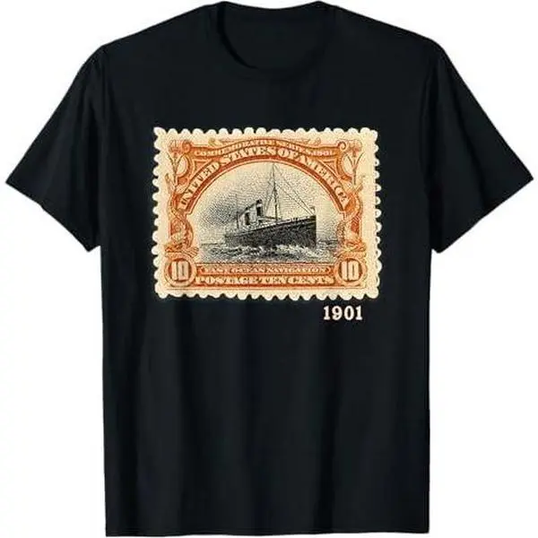 1901 USA Postage Stamp Commemorating Ocean Liners T-Shirt