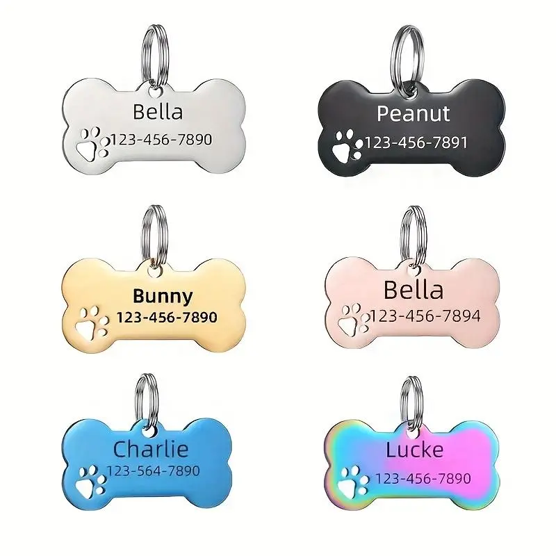 1pc, Custom Personalized Dog Tag, Stainless Steel Tag with Engraved Name and Phone Number, Durable Pet Anti-Loss ID Tag, Dog Name Tag