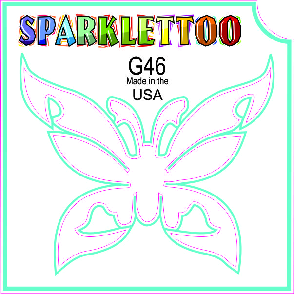 212 MAIN Glitter Tattoo Stencils - G46 Tribal Butterfly Design with Ruby Red Paint, 2x2 in 3-Ply, American Made, FDA Compliant, Child-Safe, 100-Pack for Men's Special Occasion Costumes & Accessories
