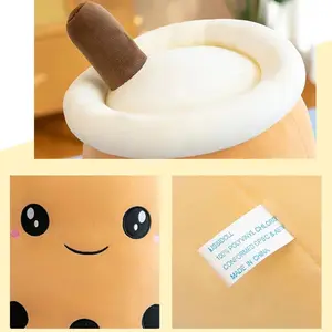 Cute Stuffed Boba Plush Bubble Tea Real-life Bubo Food Milk Cup Plushie Pillow Soft Kawaii Plush Toys Gifts for Kids Adult 24CM