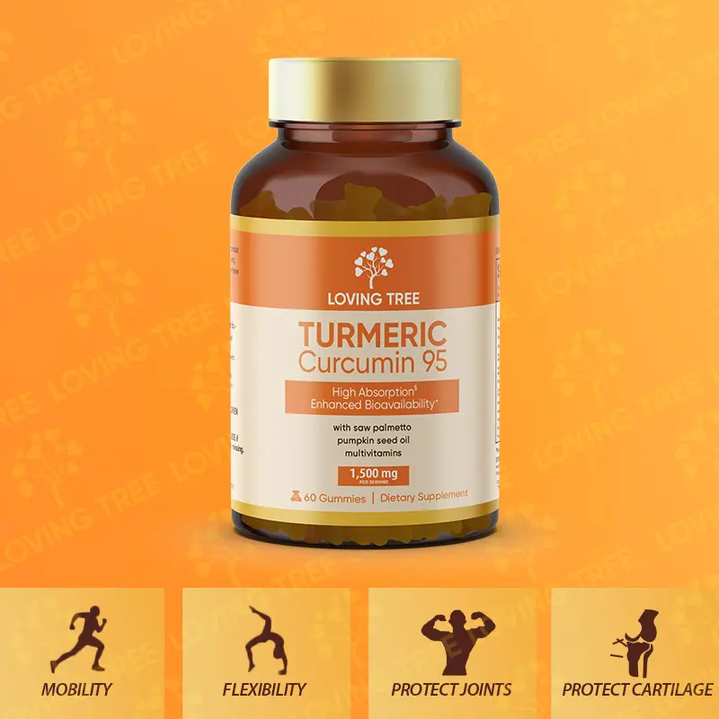 Loving Tree Joint Support Supplement - With 95% Curcuminoids, Black Pepper, Pumpkin Seed Oil, and Saw Palmetto - Supports Bone Density and Joint Health - 60 Gummies