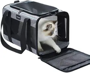 Vceoa 17.5x11x11 Inches Cat, Dog Carrier for Pets Up to 16 Lbs, Soft-Sided Cat Bag Animal Carriers Travel Puppy Carry As a Toy of Fabric Pet Home