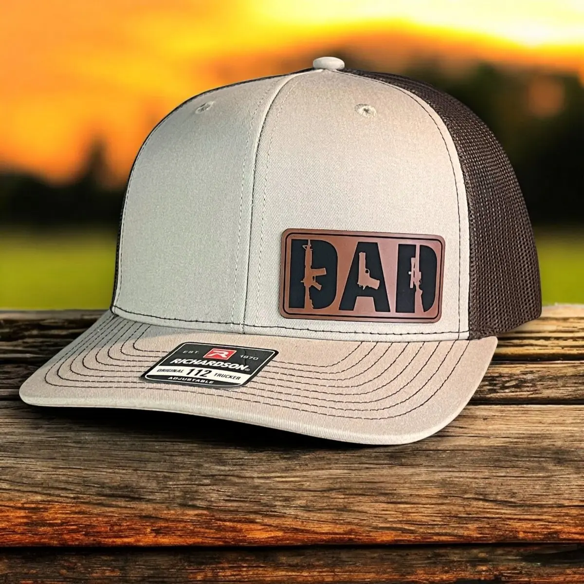 DAD 2A 2nd Amendment Patriotic Leather Patch Hat Father's Day Gift Khaki/Brown Camo Dad Hat Snapback Hat