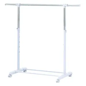 Expandable Garment Rack on Wheels – Metal, Chrome/White, Adjustable