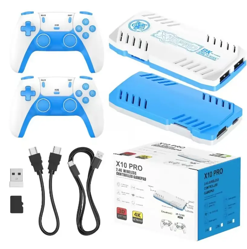 2026 X10 PRO Game Console -including PSP and PS1 Game Stick masterpieces, party-ready, blue and white design, HDMI,, Gaming Enthusiasts, Psp And Ps1 Game Sticks