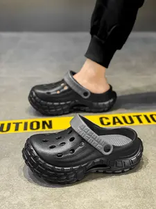 Pure Color Simple Holey Shoes Couple Style, Indoor Outdoor Two-Use Casual Sandals, Comfortable Eva Material, All Seasons Wear, Lightweight Slippers