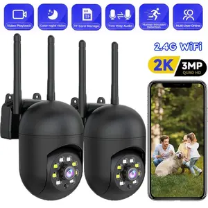 3mp/2k HD Indoor Video Camera with Color Night Vision, Two-Way Audio Security Camera, Pan-Tilt Rotation, Zoom Functions, 2.4G WiFi Connectivity, Motion Detection Camera