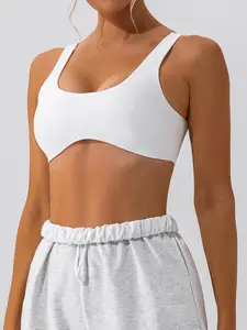 Women's Solid Wireless Stretch Sports Bra, Sporty Breathable Comfortable Bra, Ladies Sportswear for Indoor Outdoor Wear, Valentine's Day Gift for Girl