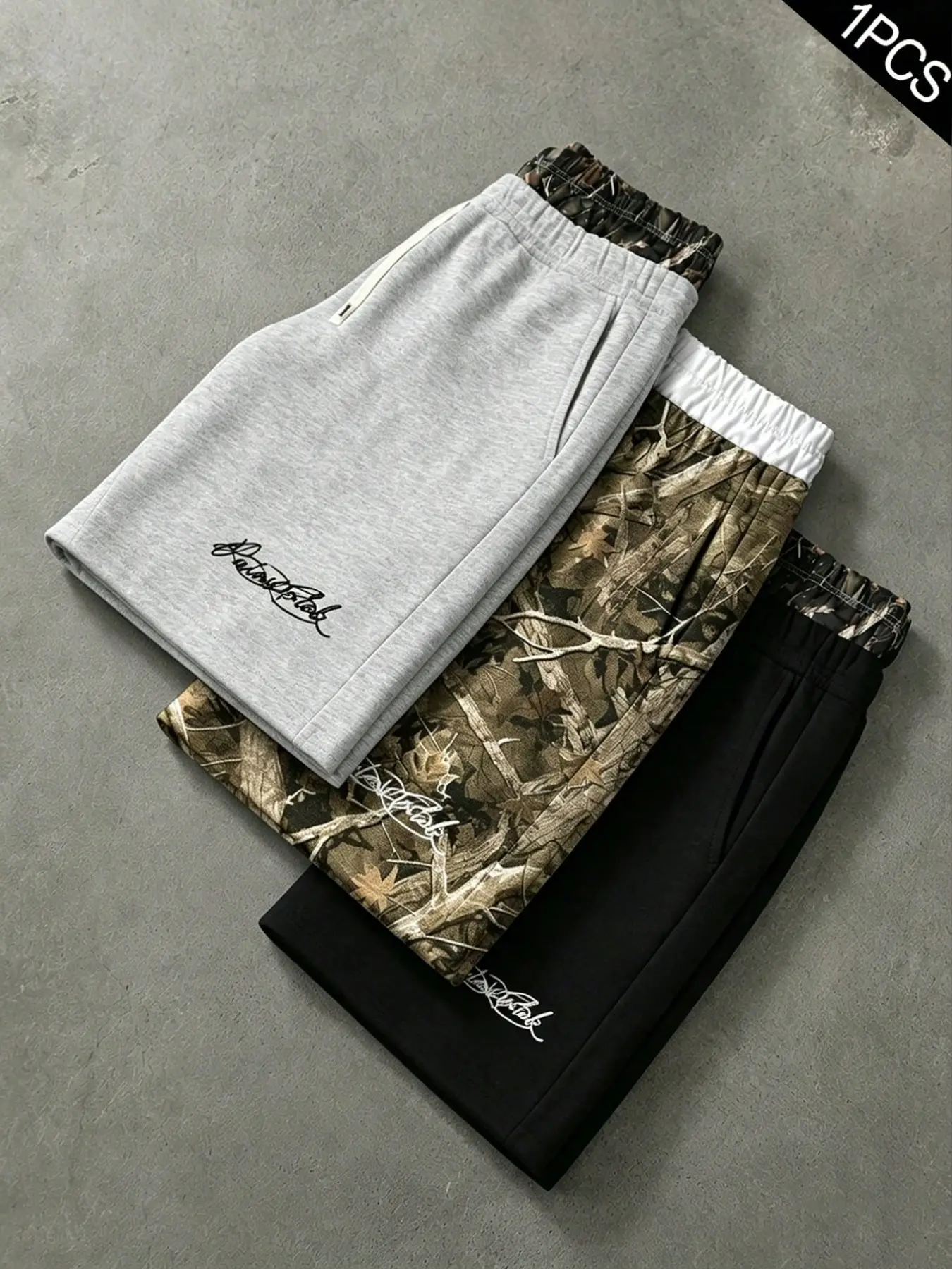 Men's Casual Camouflage Patchwork Streetwear Sports Shorts, Street Fashion, Fake Two-Piece Dual Waist, Knit, Elastic Waist Drawstring, Daily Wear, Outdoor, Gift, Camouflage Sports Shorts