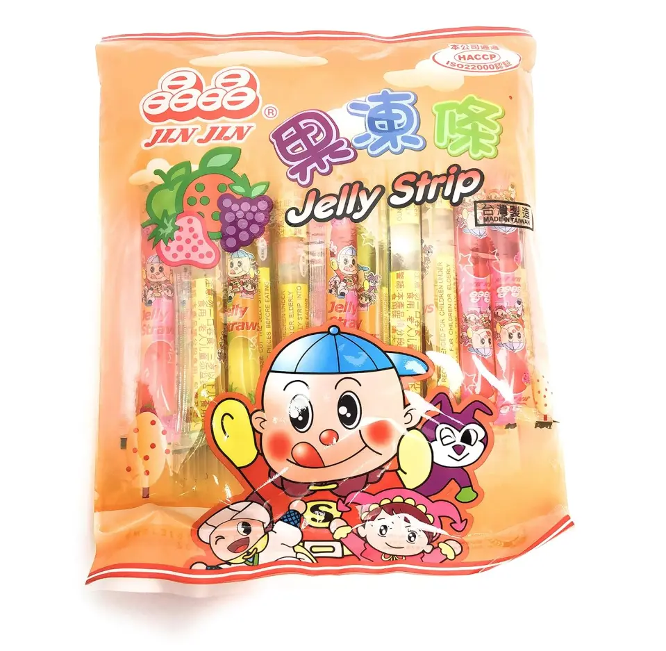 Fruity Jelly Filled Straws Snack - Assorted Flavors (Pineapple, Grape, Strawberry) - Jelly Sticks, 14.1 Oz Net Weight