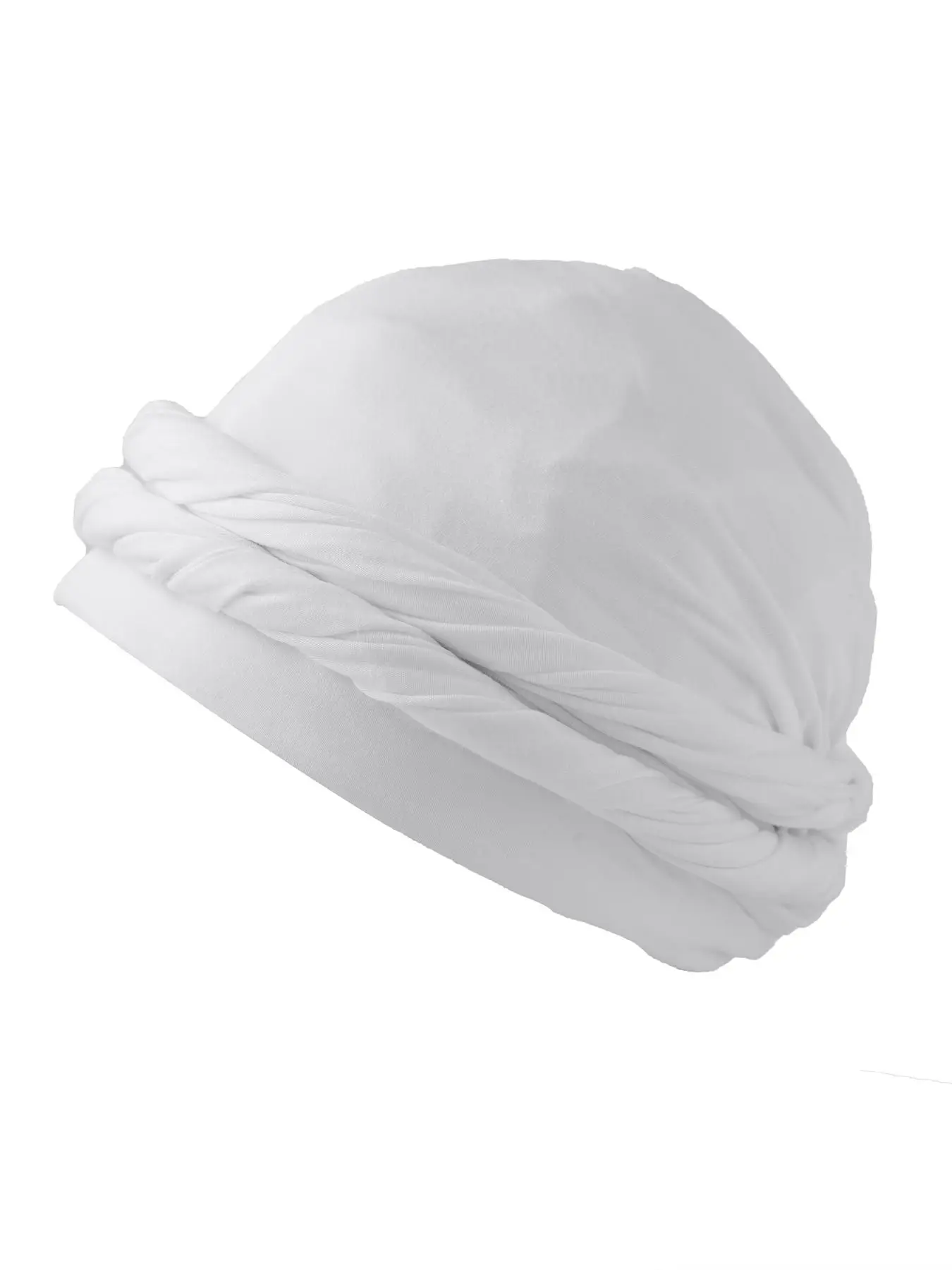 Solid Color Hip Hop Satin Turban Hat, Casual White Soft Comfortable Sleeping Bonnet, Fashionable Hat for Women & Men for Daily Wear, Hair Cap