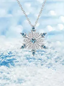 Women's Elegant Rhinestone Decor Snowflake Pendant Necklace, Exquisite Trendy Pendant Necklace, Chic Jewelry As Gift for Girlfriend, High End Necklace