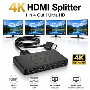 4K 2K HDMI-compatible Splitter 1 in 4 out 4x1 HDTV Switch HDMI-compatible Adapter HD Video Switcher for Xbox PS4 DVD PC Laptop