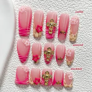 Live Streaming Exclusive CuraTique | Zebra Pink 10PCS Handmade Press On Nails REUSABLE 3D Gel Spring 2026 / Light Luxury、Lovely、Gorgeous