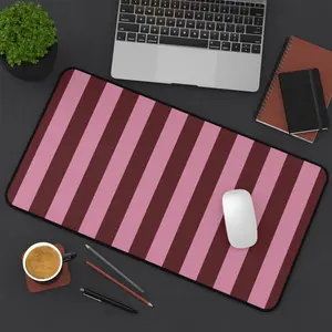 Pink Burgundy Striped Desk Mat  Desk Mat