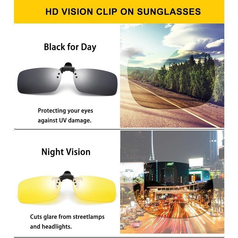 Polarized Clip-on Sunglasses with Flip Up Function Anti-Glare UV 400 Driving Glasses Clip-on for Prescription Glasses