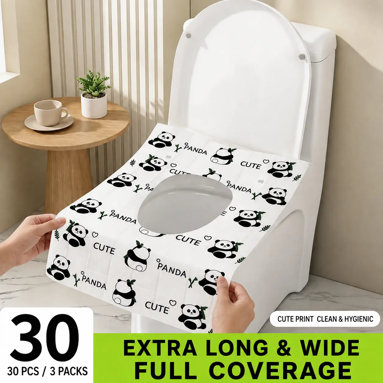 Disposable Toilet Seat Covers 22.83 x 15.55 in 10/20/30 Pack Waterproof Full-Coverage Portable with Adhesive Tabs Individually Wrapped for Travel Public Restrooms
