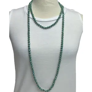 NK-2244 WESTERN TURQ 60 hand knotted glass bead necklace