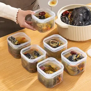 7pcs Freezer Meal Prep Container Set - 6 Small Containers + 1 Large Container, Leak-Proof Microwaveable Food Storage Containers with Measurement Markings. Reusable Plastic Square Containers, Ideal for Fruits, Vegetables, Rice, Meal Prep, Fridge &
