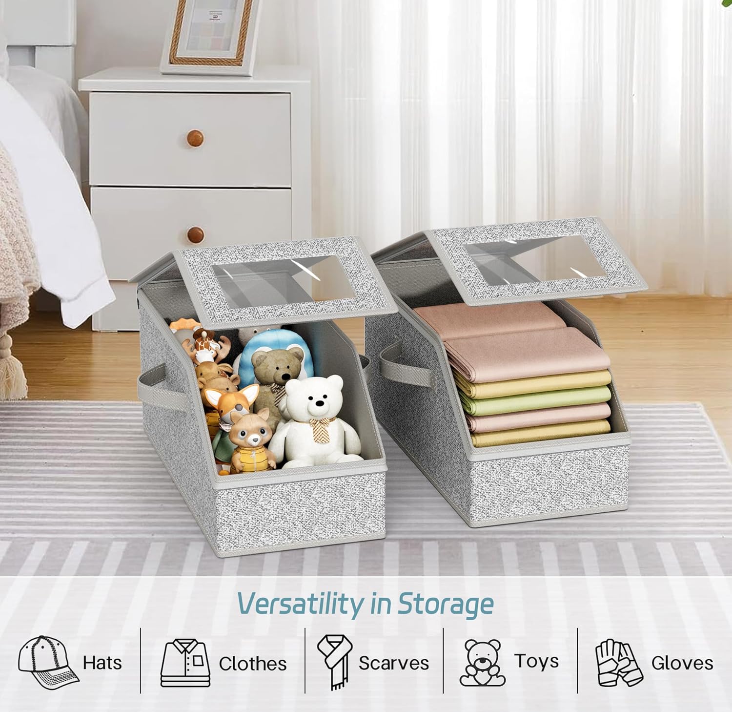 2 PCS Stackable Hat Storage for Baseball Caps, Holds up to 24 Caps Hat Organizer for Closet, Sturdy Snapback Boxes for Men with Cardboard