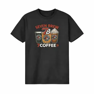 7 Brew Coffee Graphic T-Shirt – Seven Brew Drinks Trio Shirt | Caffeine Addict Graphic Tee | Viral 7 Brew Crew Top