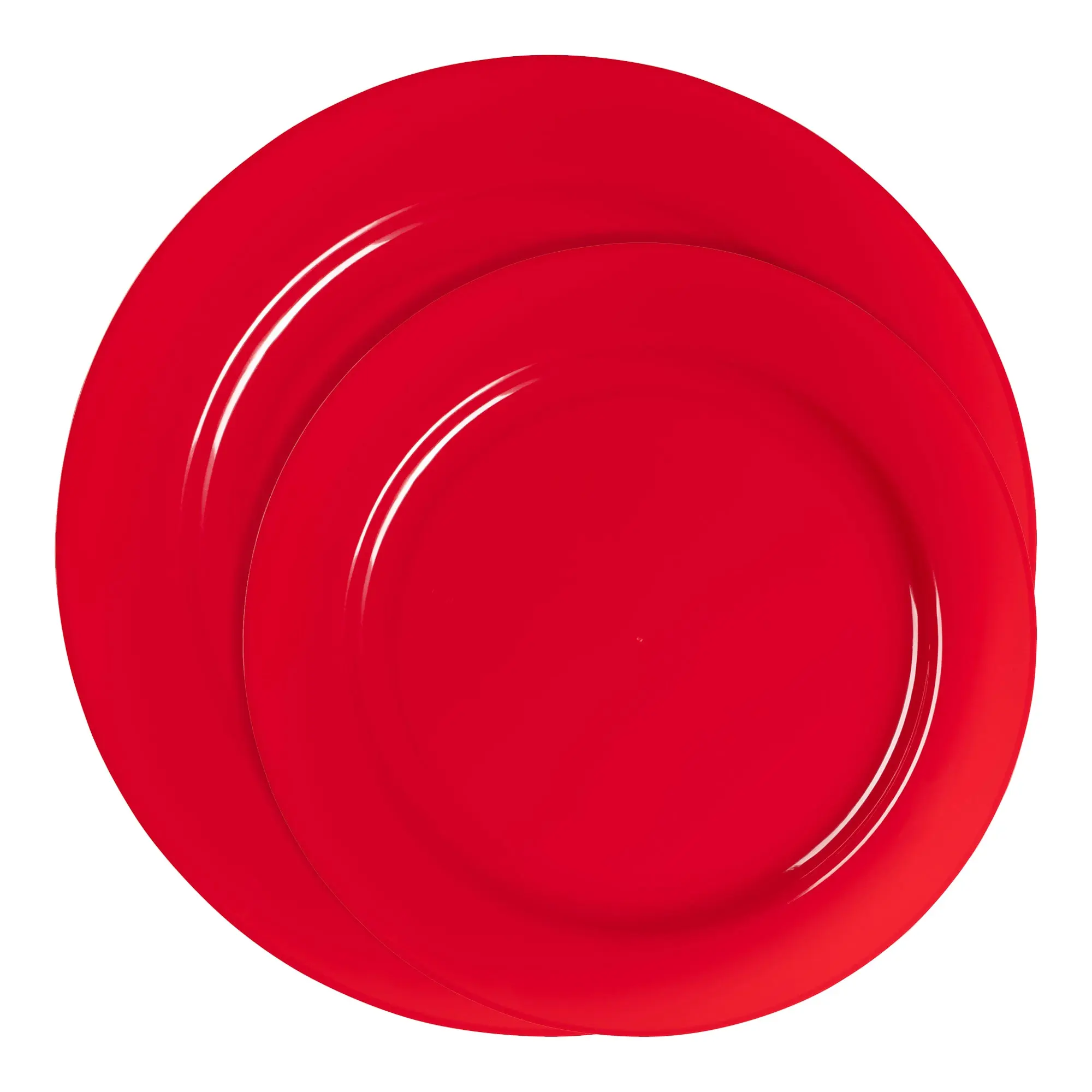 Solid Red Holiday Round Disposable Plastic Dinnerware Value Set