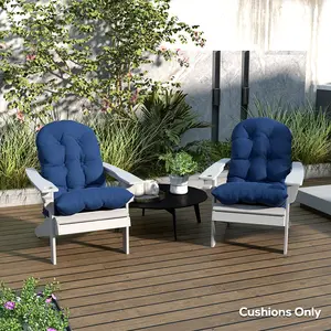 Adirondack Chair Cushions Set of 2 Tufted High Back Patio Non-Slip Navy Blue UPF 20+ UV-Resistant for All Seasons Comfortable Outdoor & Indoor Use