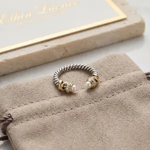 2025 New Arrival S925 Sterling Silver Pearl Wire Winding Adjustable Open Ring Unisex Neutral Fashion Personality Trend Minimalist Simple Retro Vintage Luxury Fine Jewelry Daily Casual Party Stackable Finger Ring  Jewelry Gift for Men Women