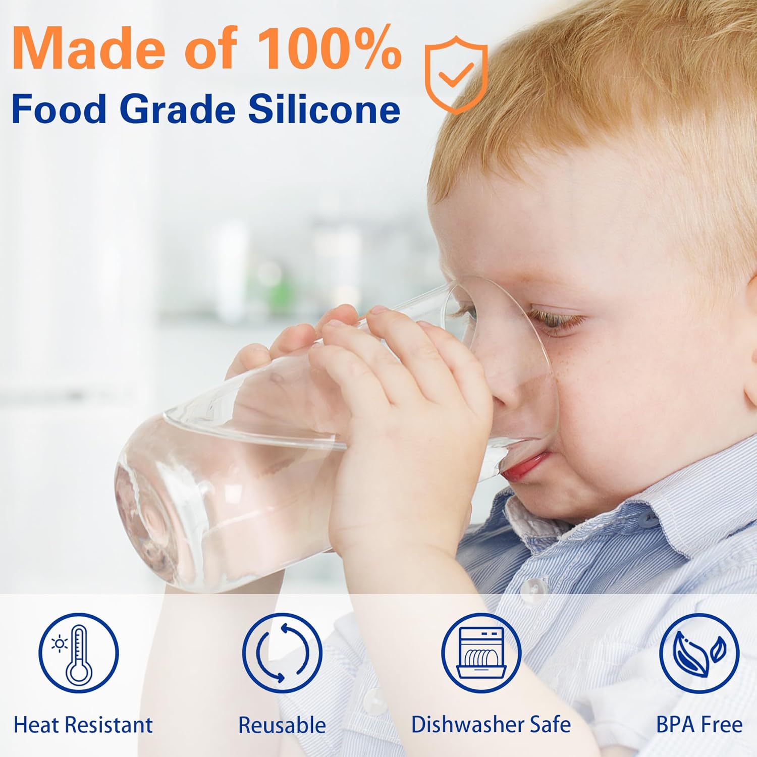 3Pcs Reusable Silicone Water Bottle Cap, Spill-Proof Dust-Proof Replacement Lid, Universal Water Jug Cover, Drinkware Accessories for Home Office Dorm, Blue