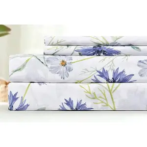 Queen Size 100% Cotton Percale Sheet Set – Ultra Soft Cooling Breathable Bed Sheets, Deep Pocket Fitted (14”), Luxury 4 Piece Bedding Set, Lavender Purple Sheets