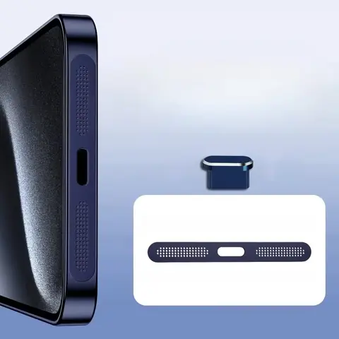 Phone Charging Port Dust Plug + Speaker Dust Sticker for iPhone 17 Pro Max/17 Pro, Blue Dustproof Set, Essential Accessory