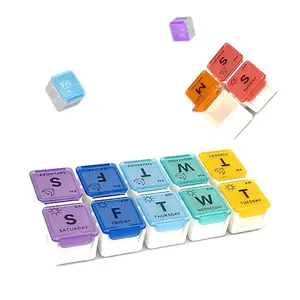 Weekly Pill Box Double Rows Moisture-proof Tablet Box Drop Resistance Detachable Tablet Dispenser with 7 Days Medicine Box