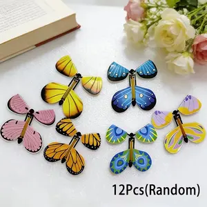 12-Pack Flying Butterfly Party Toys — Colorful, magical plastic party favors featuring unique designs and requiring no batteries. Ideal for birthdays, Christmas, Halloween, and classroom rewards; suitable for both boys and girls (assorted mix). Fun party