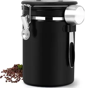 Coffee Canister, 22OZ Large Stainless Steel Coffee Storage Container with Airtight Lids,  Coffee Container with Data Tracker and Scoop for Tea, Sugar