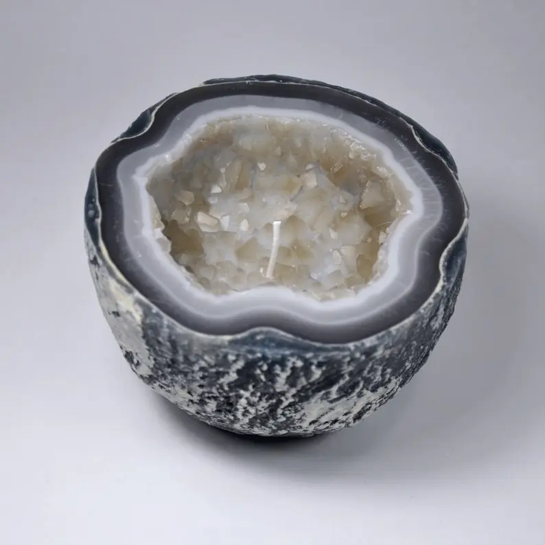 Smoky Quartz Handmade Crystal Geode Candle