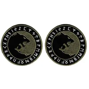 Viking Odin Úlfhédnar No Mercy Only Violence Wolf Odin God [Iron On 3.5 Inch Patch] 2 Piece for Jackets, Vests, Hats, Backpacks, and Tactical Gears.