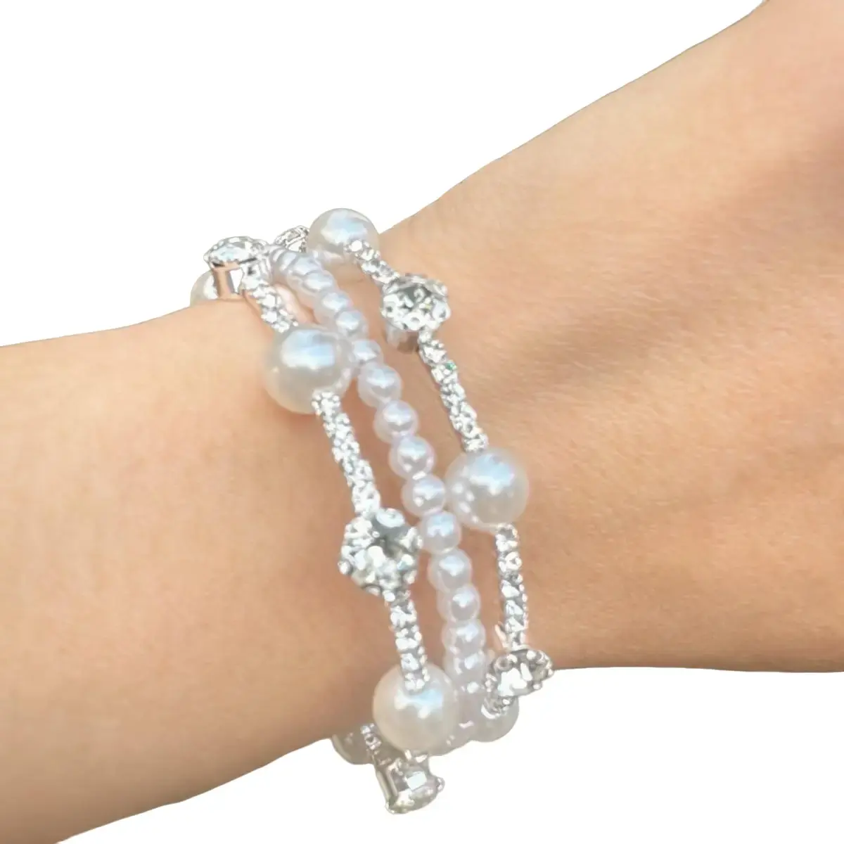 Pearls Flexible Bangle Bracelet - Classic Design with Adjustable Fit, Ideal for Everyday Wear