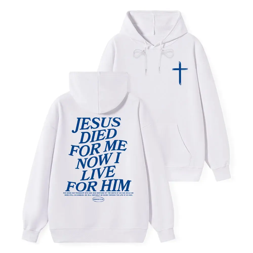 Aesthetic Religious Hoodie Plain Brush Cross Minimalist Christian Streetwear Long Sleeve Top