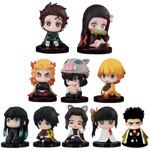 10pcs/set Demon Slayer Tanjiro Kamado Nezuko Anime Cartoon Figure Creative Personalized  Model Ornament Surprise Toy Gift