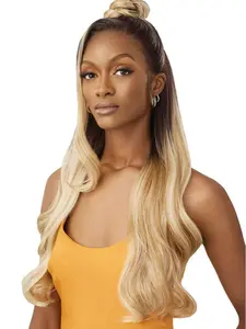 Outre Airtied 100% Fully Hand-Tied Wig - Human Hair Blend - Glam Waves 28"