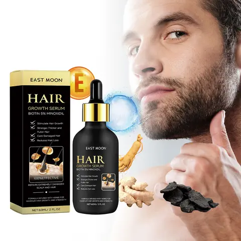 East Moon Men's Lightweight Liquid Beard & Hair Care Serum for Adults - Hydrating, Moisturizing, Nourishing, Beard Taming, Strengthening Daily Care Bottle, 24-Month Shelf Life, Fall Gift for Men