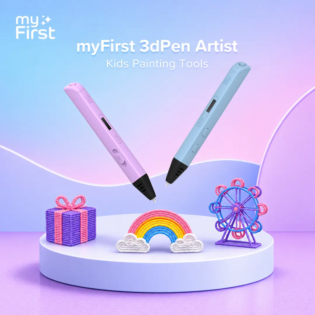 myFirst 3D Pen Artist (Attached 6x Eco-Friendly PLA Filaments),Kids 3D Printing Pen Kit, OLED Display, Safe Low-Temperature 3D Pen for Ages 8+, Includes 6 PLA Filaments, Drawing Templates, USB Powered DIY STEM Educational Arts & Crafts Gift
