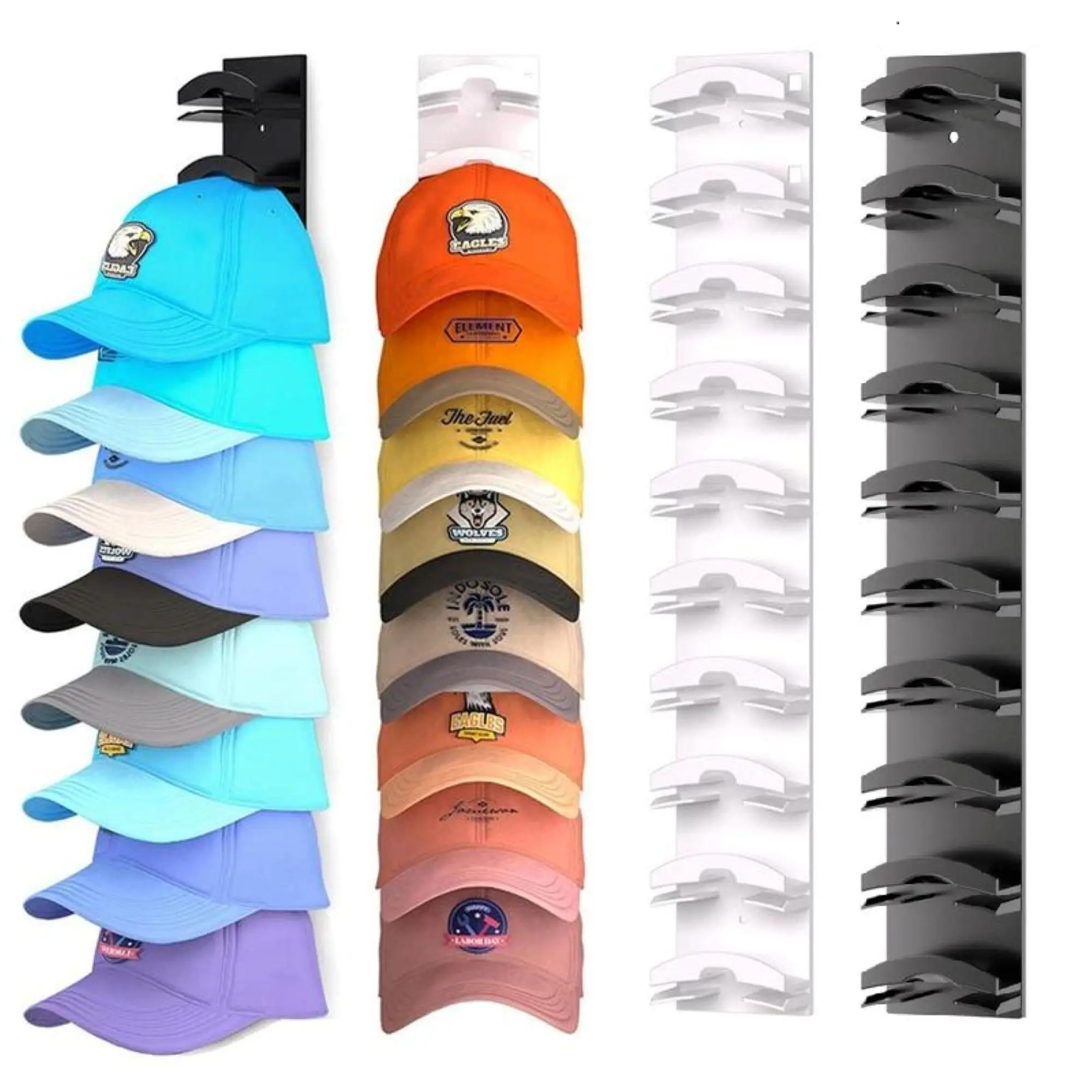 Hat Organizer for baseball Caps 2 Pack，Organizer Wall Mounted Hat Hooks Hold 18 Hats，Hat Hanger Holder Display for Door Closet, Space-Saving Display f