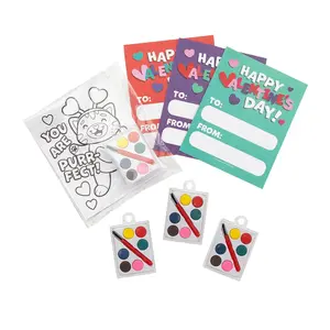 Fun Express Mini Watercolor Paints Valentine Exchanges with Coloring Card