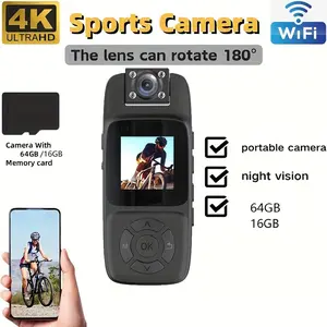 4k 64GB HD Mini Camera — Portable Clip-on Camera for Vlogging, Outdoor Activities, and Law Enforcement Operations Video Recorder