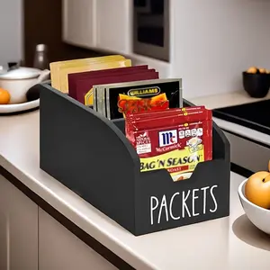 Wooden Spice Pack Storage Box, 1 Count Multi-grid Divided Compartments Kitchen Pantry Storage Box, Snack & Seasoning Pack Storage Organizer, Home Organizer for Kitchen, Compartment Box