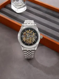 RICECGO Men's Skeleton, Mechanical Style Watches Mechanical Skeletonized movement with transparent case back Stainless steel bracelet Textured bezel Maximizes vintage mechanical appeal A timepiece that pairs business and casual attire