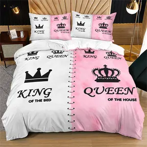 King & Queen Crown Bedding Set, Soft Bedding Sets, Soft Fitted Sheet and Pillowcases, No Cotton Inner Core, Perfect Holiday Birthday Gift