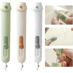 2PCS 3in 1 Automatic Needle Threaders Seam, 3pcs Quilting Supplies Sewing Kit, Automatic Needle Threader with Needle Slot Fit for Hand Sewing Crafting Knitting